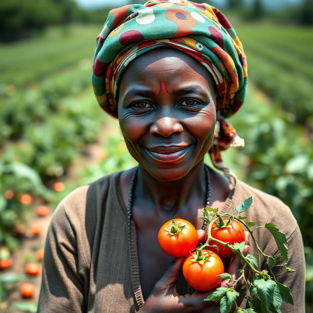 Farmer holding freshly harvested tomatoes